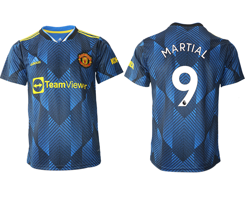 Men 2021-2022 Club Manchester United Second away aaa version blue #9 Soccer Jersey->manchester united jersey->Soccer Club Jersey